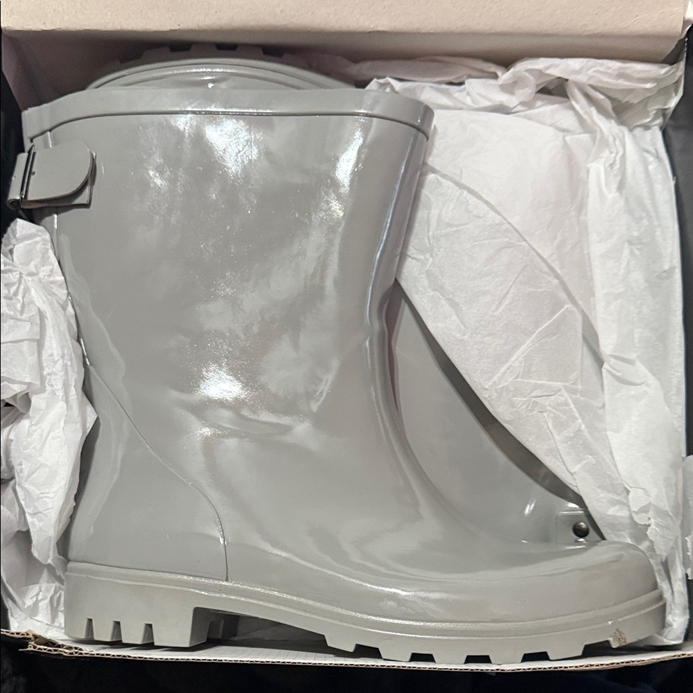 Sleek Gray Women's Rain Boots Wide Width